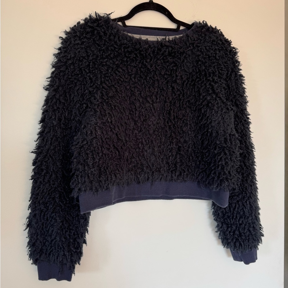 Shaggy Navy Cropped Pullover Sweatshirt from Juicy Couture Black Label